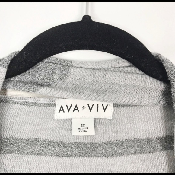 Ava & Viv Striped Duster Cardigan Sweater Gray 2X - Picture 6 of 7